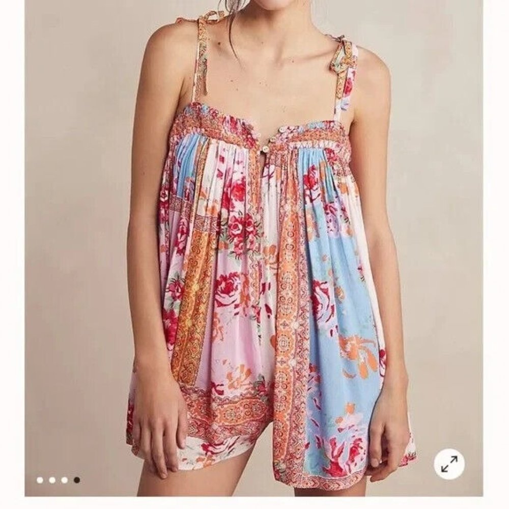 Free People Intimately Rule the World Boho Romper Size XL Bright Combo